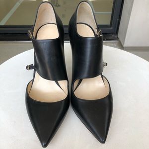 Jimmy Choo Black Houry Leather Point-Toe Pumps